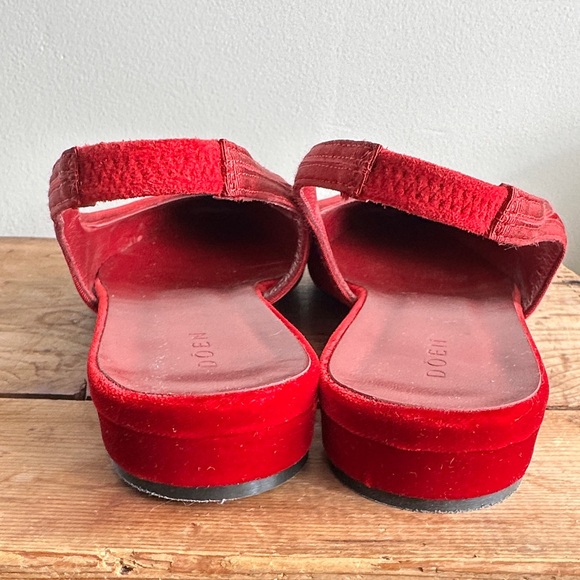 Doen Cossima Slingback Red Velvet Flats Size 41 - Picture 7 of 16